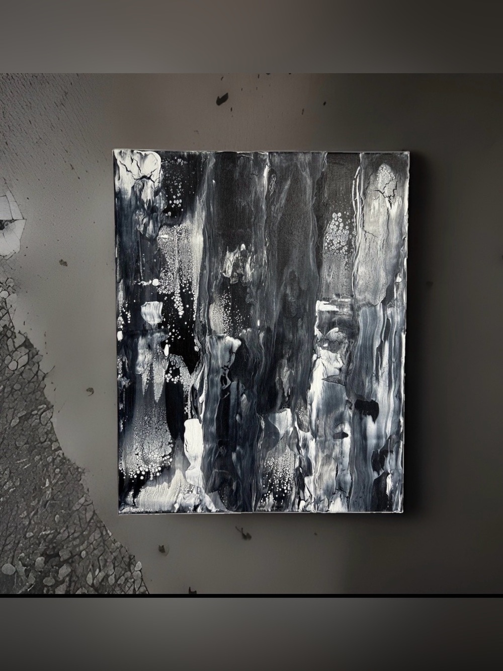 Canvas Painting 16 X 20 Acrylic Black White Gothic Art Titled Angels & Demons